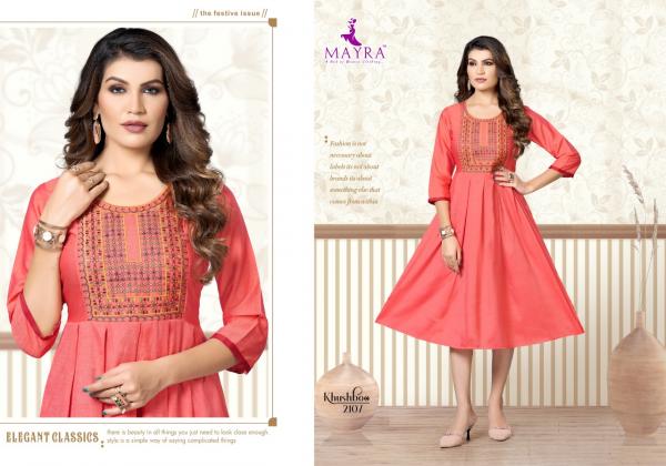 Mayra khushboo Rayon embroidery Designer kurti collection        